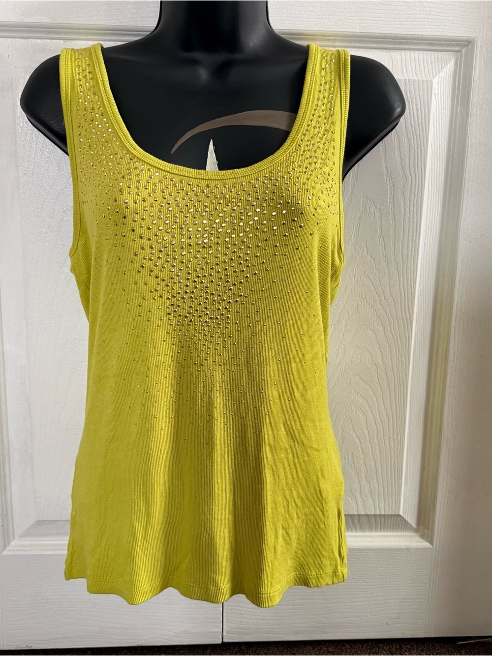 Calvin Klein Yellow Rhinestone Scoop Neck Tank